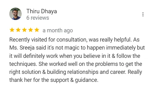 Counselling Testimonials - Thiru Dhaya